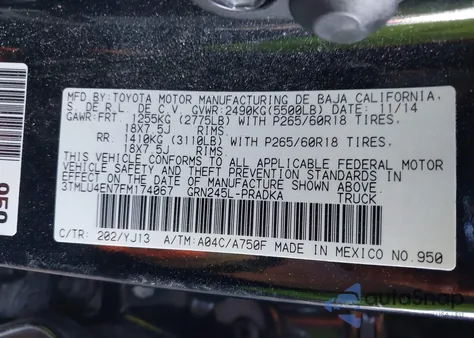 2015 Toyota Tacoma Base V6 z USA, uszkodzony, nr VIN 3TMLU4EN7FM174067